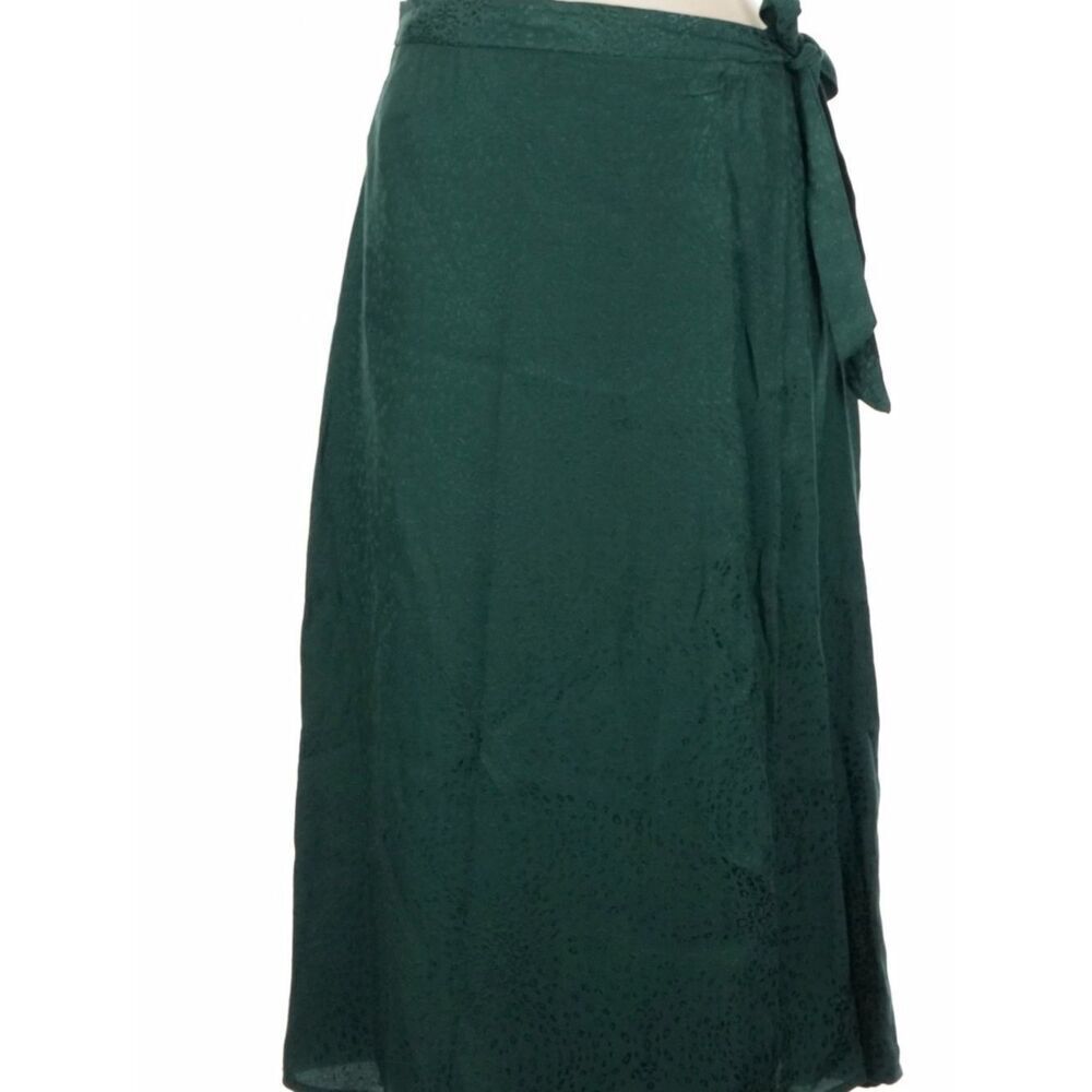 Midi Wrap Skirt in Emerald Green - Picture 4 of 5